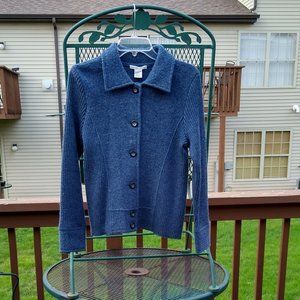 Women's Blue Wool Button Jacket
